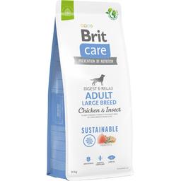 Сухой корм для собак крупных пород Brit Care Dog Sustainable Adult Large Breed, с курицей и насекомыми, 12 кг