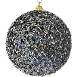 Рождественский шар с глиттером 10 см черный 3 шт. (681-037)