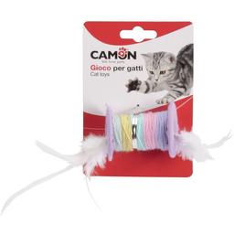 Іграшка для котів Camon кольорова котушка з пір'ям, 5 см