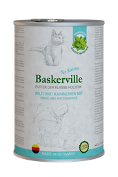 Влажный корм для кошек Baskerville Holistic Wild und Kaninchen Оленина с кроликом и кошачьей мятой, 400 г