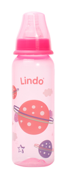 Пляшечка для годування Lindo, з силіконовою соскою, 250 мл, рожевий (Li 138 роз)