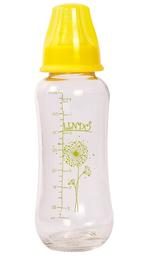 Стеклянная бутылочка для кормления Lindo Next to Nature, изогнутая, 250 мл, желтый (Pk 1010 жел)