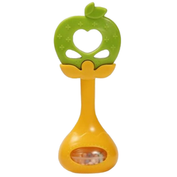 Прорезыватель-погремушка Lindo Яблоко, желтый с зеленым (Б 388 яблуко)