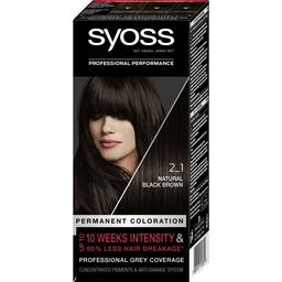 Краска для волос Syoss 2-1, Насыщеный Черно-Каштановый, 115 мл