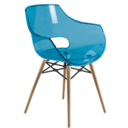 Кресло Papatya Opal-Wox, рама натуральный бук, прозрачно-синий (299572)