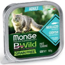 Влажный корм для котов Monge Cat Вwild Gr.Free Wet Adult, треска с овощами, 100 г