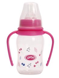 Пляшечка для годування Lindo, вигнута з ручками, 125 мл, рожевий (Li 146 роз)