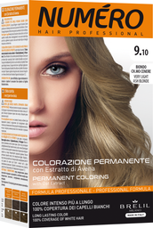 Фарба для волосся Numero Hair Professional Very light ash blonde, відтінок 9.10 (Ультрасвітлий попелястий блонд), 140 мл