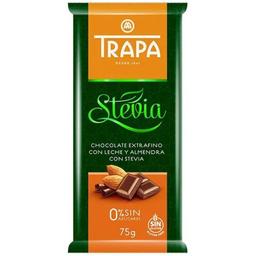 Шоколад молочний Trapa Stevia, з мигдалем, 75 г