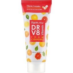 Пінка для шкіри обличчя FarmStay DR.V8 Vitamin Foam Cleansing, з комплексом вітамінів, 100 мл