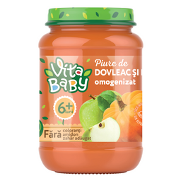 Пюре Vita Baby з гарбуза та яблук, без цукру, 180 г