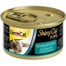 Влажный корм для кошек GimCat ShinyCat in Jelly, с курицей и креветками, 70 г