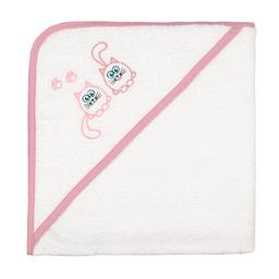 Рушник із куточком Home Line Котики, з вишивкою, 90х90 см, білий з рожевим (169102)
