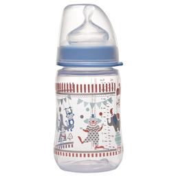 Бутылочка для кормления Nip PP, с широкой горловиной, соска с широкой шейкой, 260 мл, голубой (35041)