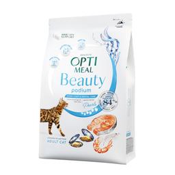 Повнораціонний сухий корм для дорослих котів Optimeal Б'юті подіум, Блискуча шерсть та догляд за зубами, 4 кг (B1842201)