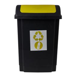 Відро для сміття Plast Team Swing, чорний з жовтою кришкою, 25 л (1341.5)