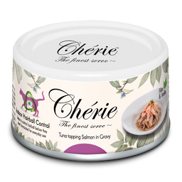 Влажный корм для кошек Cherie Hairball Control Tuna&Salmon, с кусочками тунца и лосося в соусе, для предотвращения образования шерстяных комочков, 80 г (CHT17004)