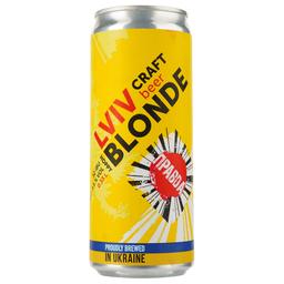 Пиво Правда Lviv Hoppy Blonde, світле, нефільтроване, 3,5%, з/б, 0,33 л (912533)