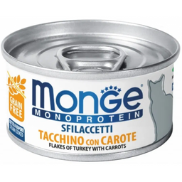 Вологий корм Monge Cаt Monoprotein м'ясні пластівці індичка морква, 80 г (70007191)