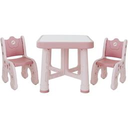 Детский функциональный столик и два стульчика Poppet Пудра, розовый (PP-001P)