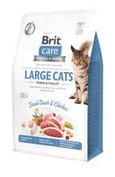 Беззерновой сухой корм для кошек крупных пород Brit Care Cat GF Large cats Power&Vitality, с уткой и курицей, 0,4 кг
