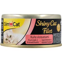 Влажный корм для кошек GimCat ShinyCat Filet, с курицей и креветкой, 70 г