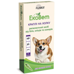 Капли на холку для собак средних пород ProVET ЭкоВет, от внешних паразитов, 4 пипетки по 1 мл (PR241111)