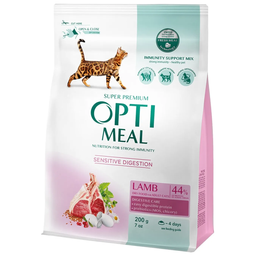 Сухий корм для дорослих котів із чутливим травленням Optimeal, з ягням, 200 г (808280)