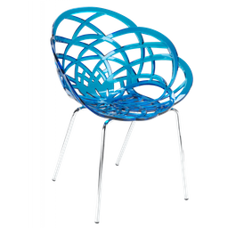 Кресло Papatya Flora-ML, прозрачно-синее сиденье, ножки хром (286404)