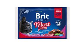 Набір паучів Brit Premium Cat, м'ясна тарілка, 100 г, 4 шт.