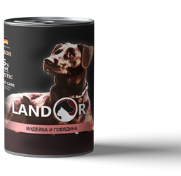 Влажный корм для щенков Landor, индейка с говядиной, 400 г