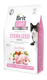 Беззерновий сухий корм для для дорослих стерилізованих котів з чутливим травленням Brit Care Cat GF Sterilized Sensitive, зі свіжим кроликом, 2 кг