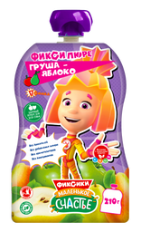 Пюре Маленькое счастье Фиксики Pouch Груша-яблоко, 210 г