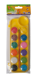Акварельні фарби ZiBi, з пензликом, 12 кольорів, жовтий (ZB.6559-08)