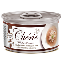 Вологий корм для котів Cherie Signature Gravy Mix Tuna&Chiken, зі шматочками тунця та курки у соусі, 80 г (CHS14304)