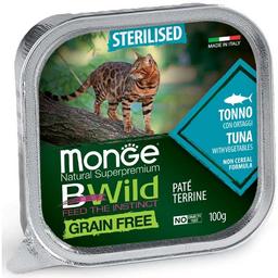 Вологий корм для котів Monge Cat Вwild Gr. Free Wet Sterilised, тунець з овочами, 100 г