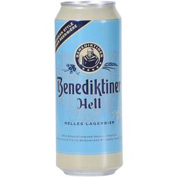 Пиво Benediktiner Hell, світле, 5%, з/б, 0,5 л