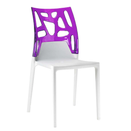 Стілець Papatya Ego-Rock, біле сидіння, верх прозоро-пурпурний (388948)