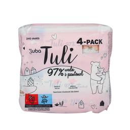 Дитячі вологі серветки Luba Tuli, 97% води и пантенол, 240 шт. (4 упаковки по 60 шт.)