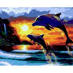 Картина за номерами ZiBi Art Line Дельфіни і море 40х50 см (ZB.64251)
