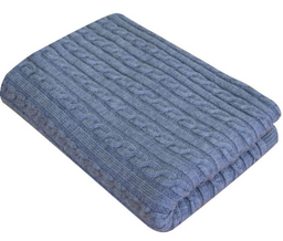 Плед Прованс Soft Косы, 130х90 см, цвет синий меланж (11681)