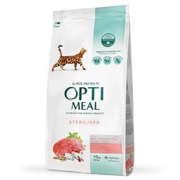 Сухий корм для стерилізованих/кастрованих котів Optimeal, з яловичиною та сорго, 10 кг (B1831401)