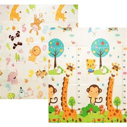 Дитячий килимок Poppet Малятко-жираф та Цифри-тварини двосторонній складний 150х180x1 см (PP021-150)