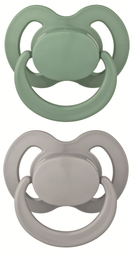 Пустышка силиконовая Baby-Nova с кольцом, ортодонтическая, 18+ мес., зеленый с серым, 2шт (3962026)