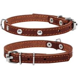 Ошейник Collar одинарный с украшением, 27-35х1,4 см, коричневый