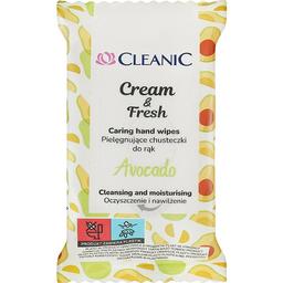 Вологі серветки Cleanic Cream&Fresh з ароматом авокадо, 15 шт.