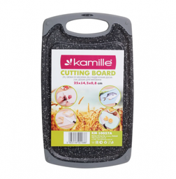 Дошка кухонна Kamille, пластик, сірий мармур, 15х25х0,8 см (KM-10057A)