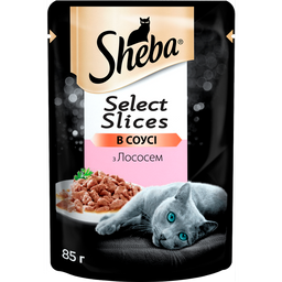 Вологий корм для котів Sheba, з лососем в соусі, 85 г