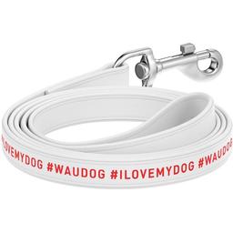 Повідець для собак Waudog Design Я люблю свою собаку, шкіряний, 122х1,8 см, білий