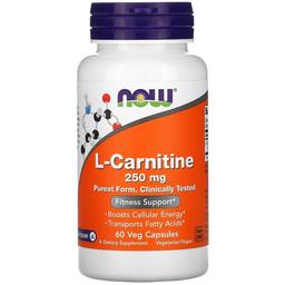L-Карнітин Now L-Carnitine Fitness Support 250 мг 60 таблеток